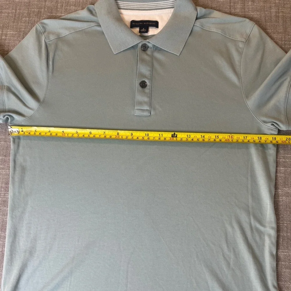 Banana Republic Mens Cotton Polo Shirt Sage Green‎ Blue Short Sleeve S 719494-01